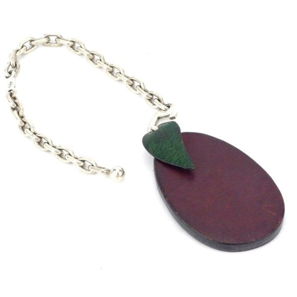 AUTHENTIC HERMES charm prunes Bordeaux leather �~ Silver hardware - Picture 1 of 8